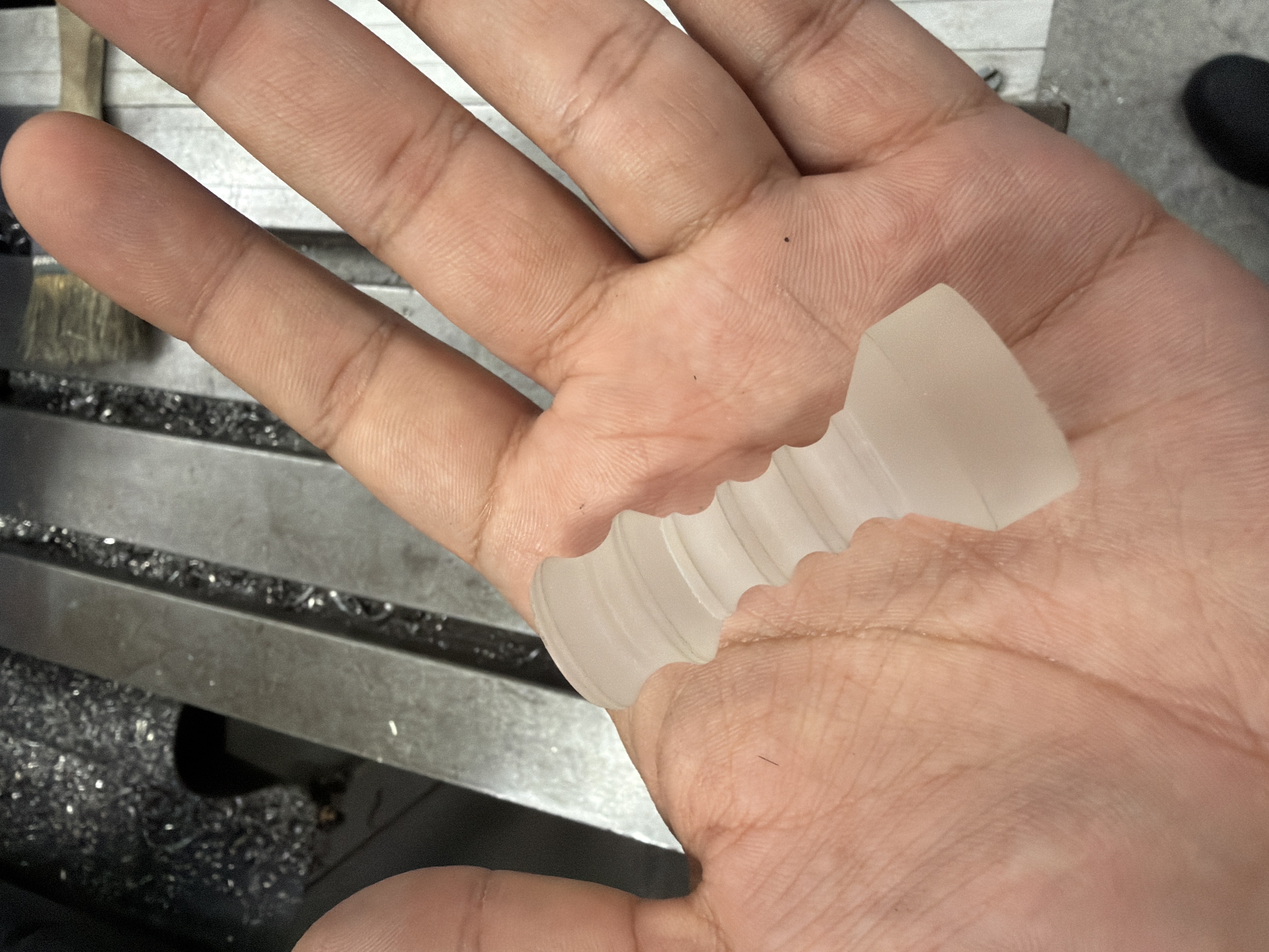 First part machined on the retrofitted lathe