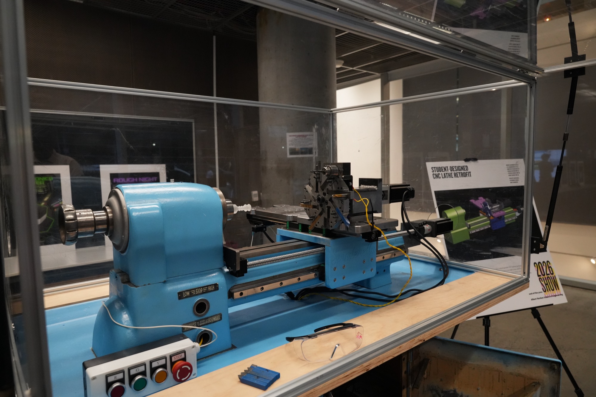 Finished CNC lathe retrofit on display