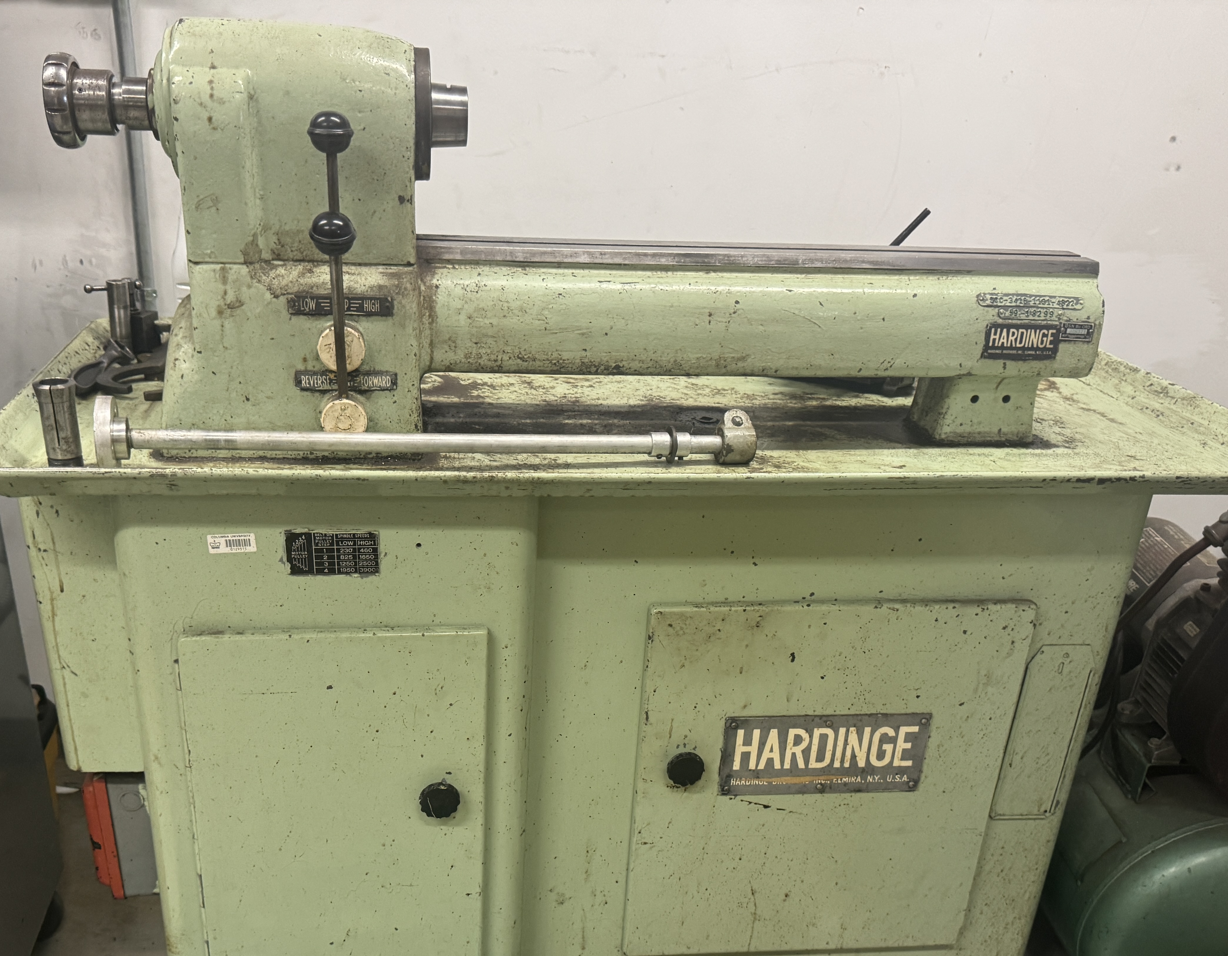 Manual Hardinge lathe before retrofit